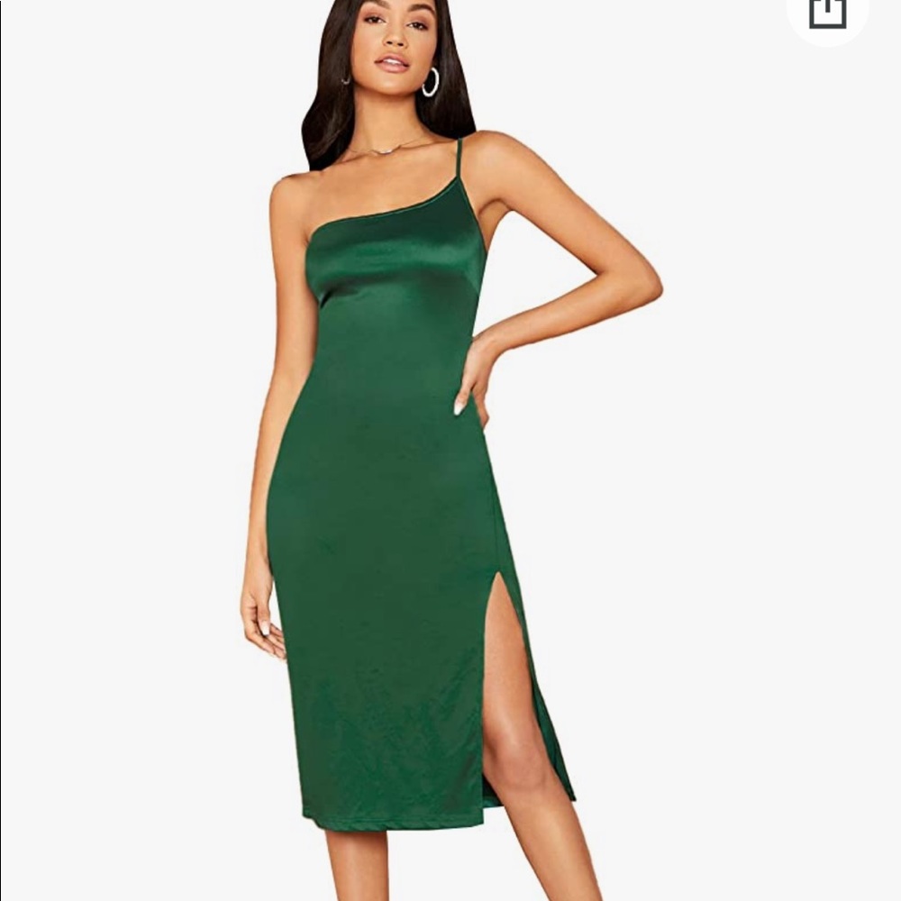 Brand new emerald green one should dress with slit from Amazon size XS.